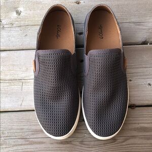 Women’s 9.5 Olukai Pehuea Breathable Slip-On Shoes Taupe Grey Casual Comfort